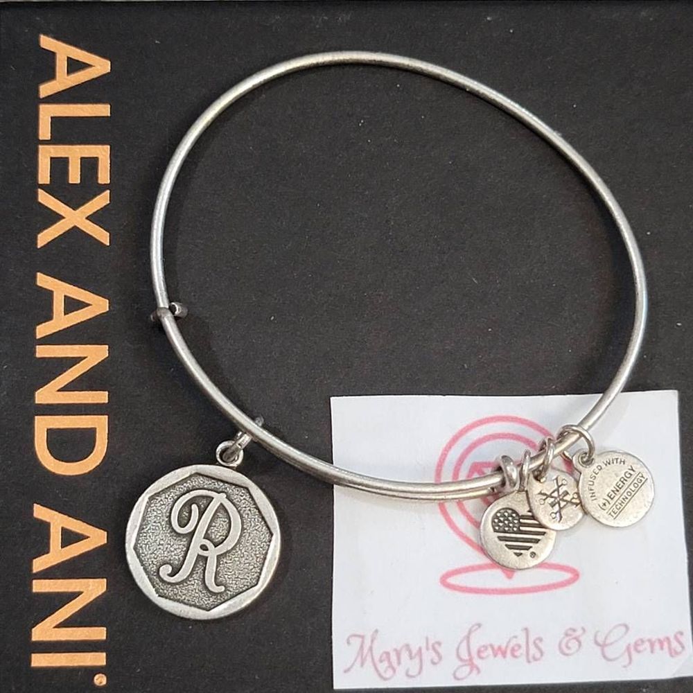 Alex and Ani letter R initial charm bracelet